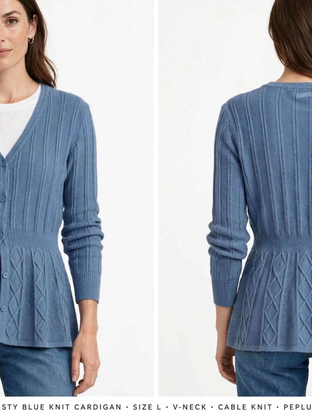 croft & barrow Blue Knit Textured Button-Front Cardigan